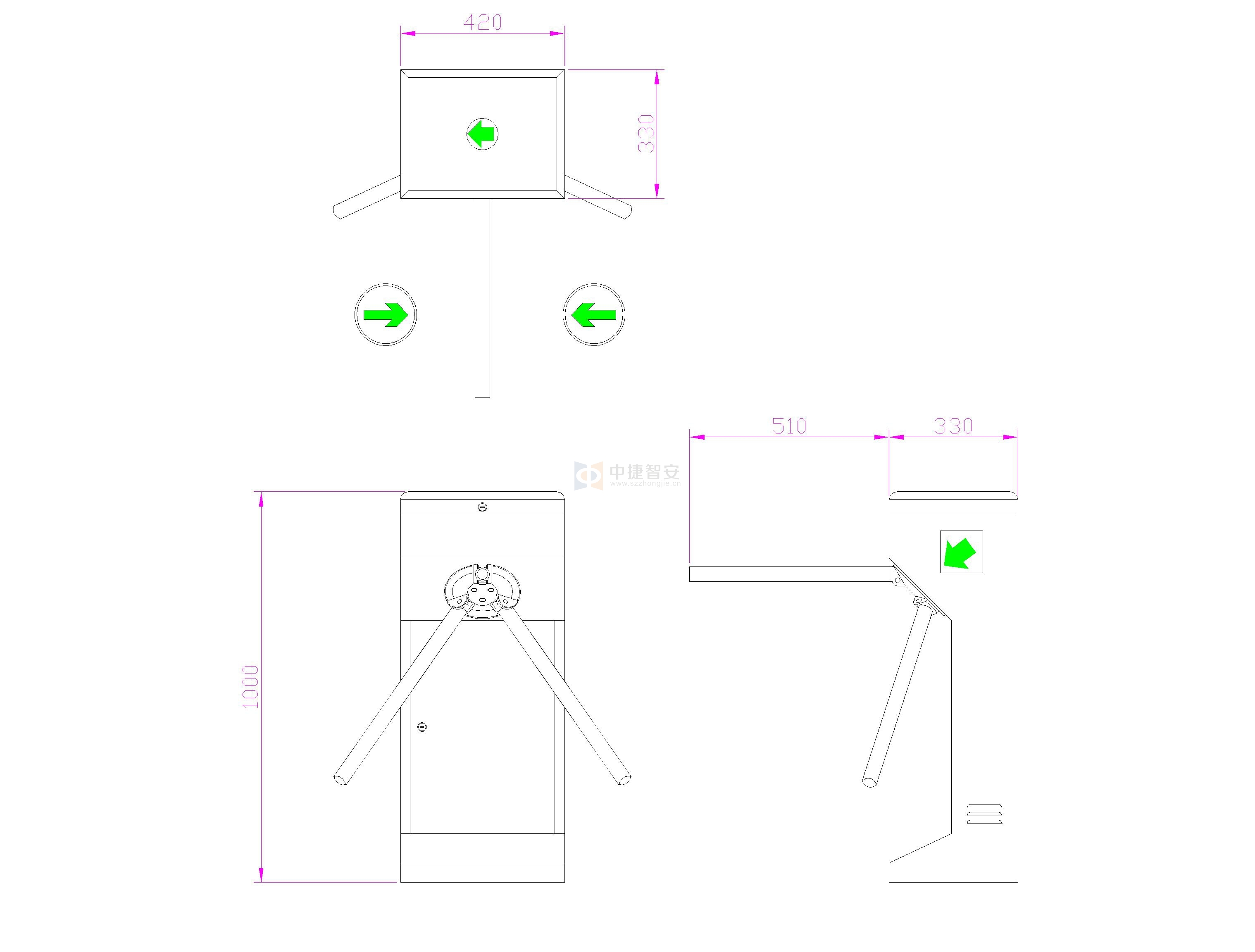 Vertical Tripod Turnstile gate ZOJE-S206